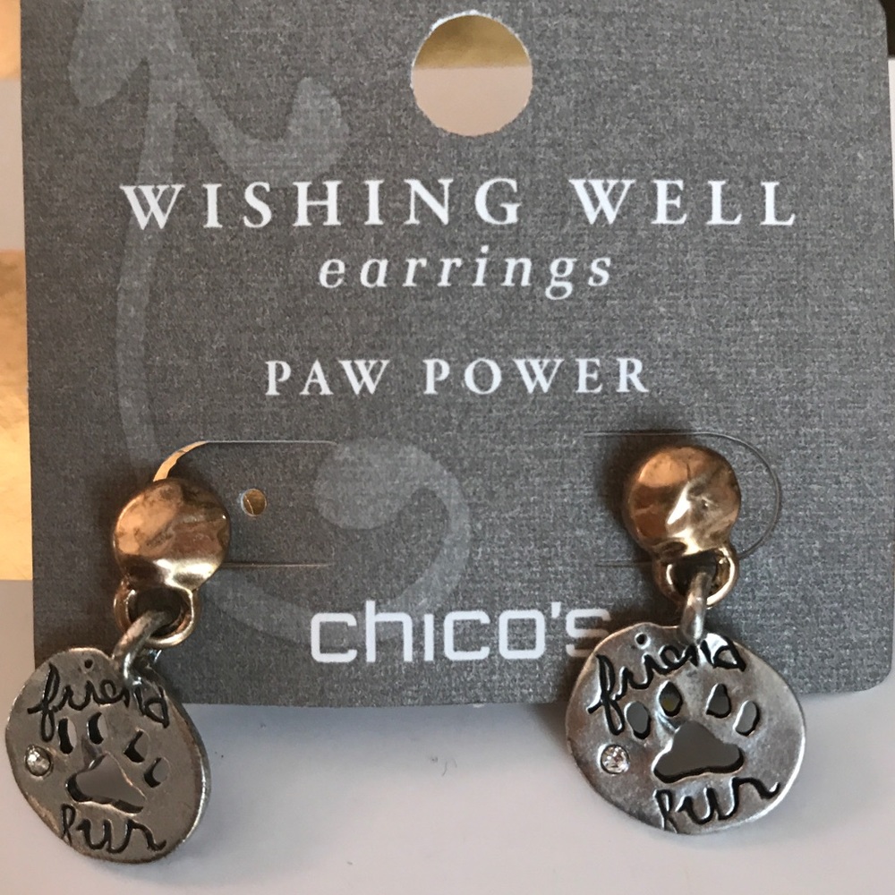 CHICO'S WISHING WELL PAW POWER DROP EARRINGS - NWT